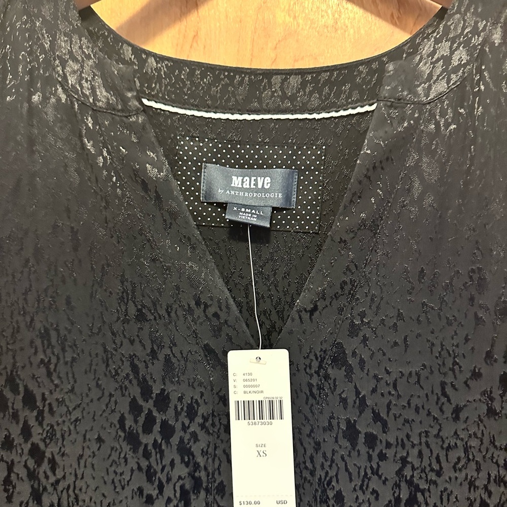 Maeve by Anthropologie Charcoal Patterned Blouse
